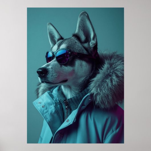 Urban Arctic Style Husky Portrait ポスター (正面)