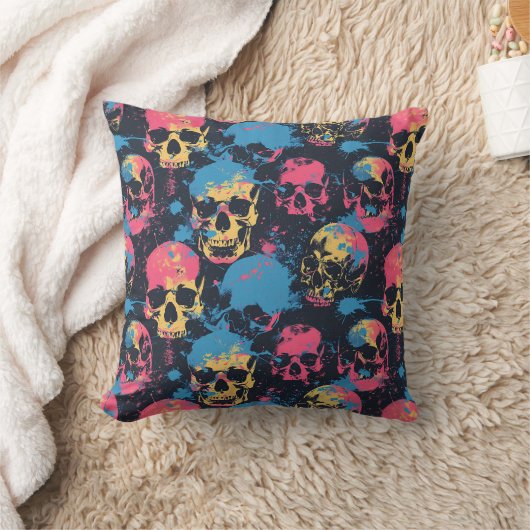 Urban Art Skull Pillow Design A46 クッション (ブランケット)