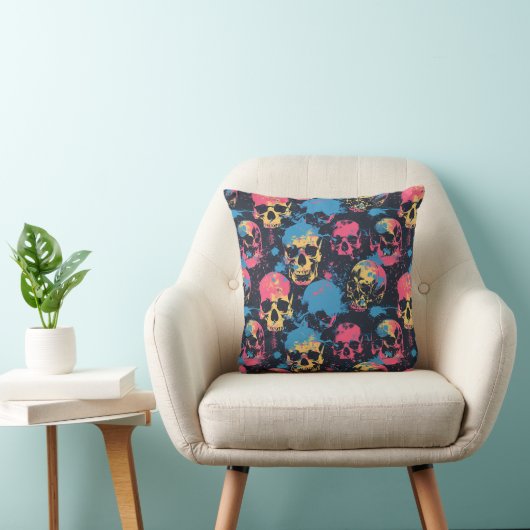 Urban Art Skull Pillow Design A46 クッション (椅子)
