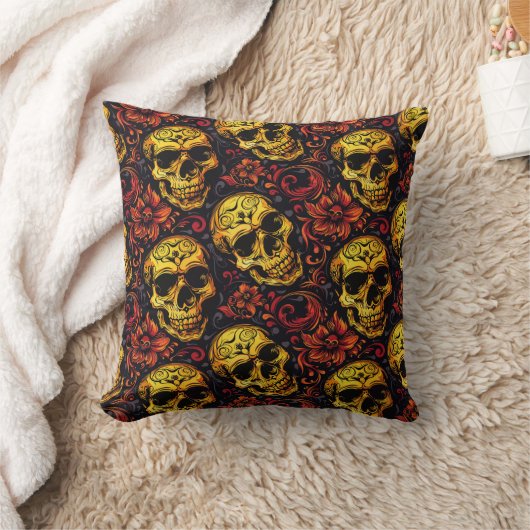 Urban Art Skull Pillow Design, Cojín B48 クッション (ブランケット)
