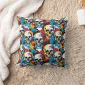 Urban Art Skull Pillow Design, Cojín B53 クッション (ブランケット)