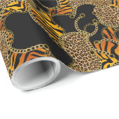 Urban Baroque Gold Chains Animal Print ラッピングペーパー (ロールコーナー)