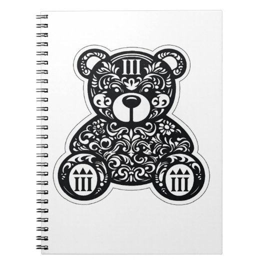 Urban Black & White Bear Spiral Notebook ノートブック (正面)