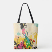 Urban Bloom: Double-Sided Graffiti & Botanical Art トートバッグ (裏面)