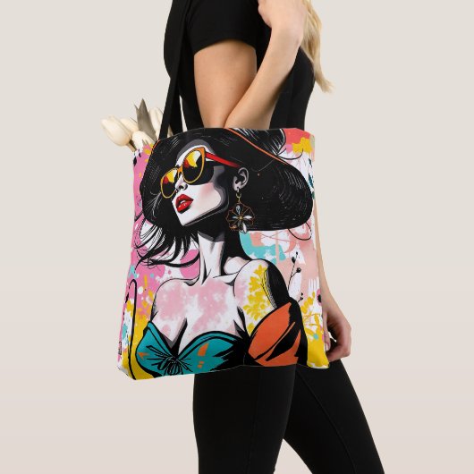 Urban Bloom Silhouette Tote Bag🌸✨ トートバッグ (クローズアップ)