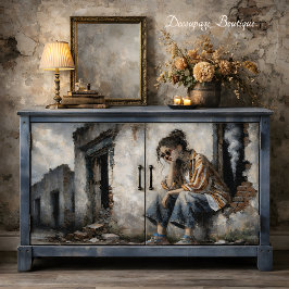 Urban Bohemian Woman Neutral Tones decoupage 薄葉紙