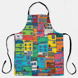 Urban Brazilian favela:カラフル背景。 エプロン