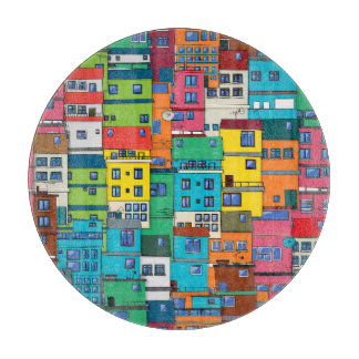 Urban Brazilian favela:カラフル背景。 カッティングボード