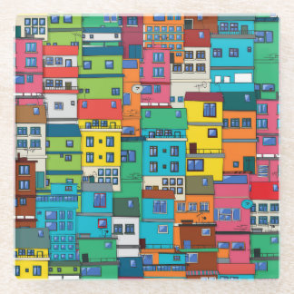 Urban Brazilian favela:カラフル背景。 ガラスコースター