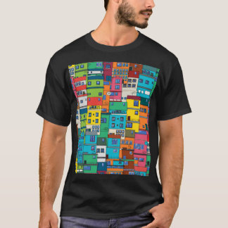 Urban Brazilian favela:カラフル背景。 Tシャツ