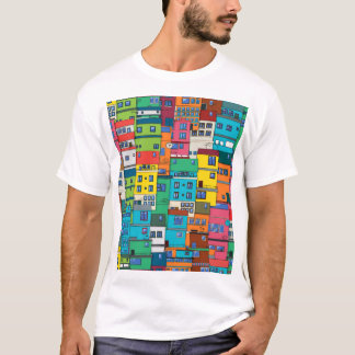 Urban Brazilian favela:カラフル背景。 Tシャツ