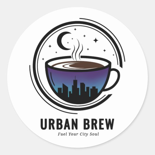 Urban Brew City Skyline Coffee ラウンドシール (正面)