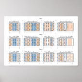 Urban Building Blueprint Wall Art Poster ポスター (正面)