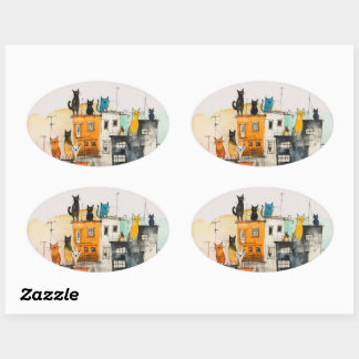 “Urban Cats in the Heights” 楕円形シール