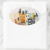 “Urban Cats in the Heights” 楕円形シール (バッグ)