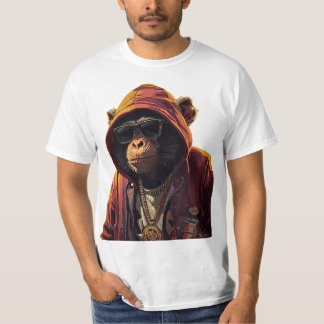 Urban Chimp – Cool Chimpanzee with Hoodie and Gold Tシャツ