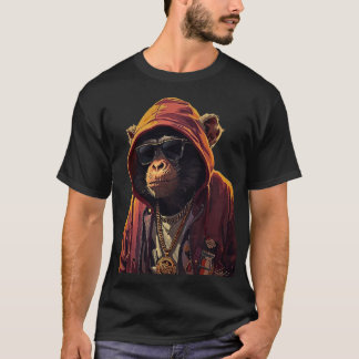 Urban Chimp – Cool Chimpanzee with Hoodie and Gold Tシャツ