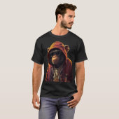 Urban Chimp – Cool Chimpanzee with Hoodie and Gold Tシャツ (正面フル)