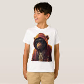 Urban Chimp – Cool Chimpanzee with Hoodie and Gold Tシャツ (正面フル)