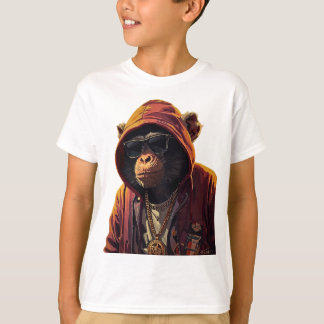 Urban Chimp – Cool Chimpanzee with Hoodie and Gold Tシャツ