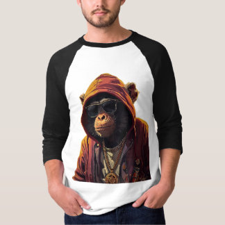 Urban Chimp – Cool Chimpanzee with Hoodie and Gold Tシャツ