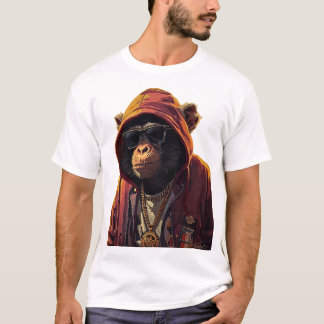 Urban Chimp – Cool Chimpanzee with Hoodie and Gold Tシャツ
