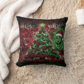 Urban Christmas Throw Pillow – Graffiti Holiday クッション (ブランケット)
