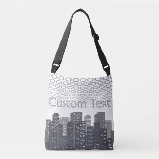 Urban Cityscape Shades of Grey Custom Text クロスボディバッグ (正面)