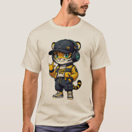 Urban Claw Tiger Cub | Cool Streetwear DJ Cat with Tシャツ