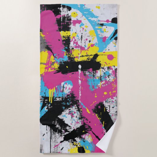 Urban Color Splash Abstract Street Art ビーチタオル (正面)