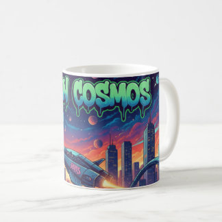 Urban Cosmos Graffiti Spaceship Futuristic Neon コーヒーマグカップ