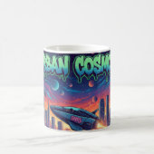 Urban Cosmos Graffiti Spaceship Futuristic Neon コーヒーマグカップ (中央)