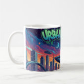Urban Cosmos Graffiti Spaceship Futuristic Neon コーヒーマグカップ (左)