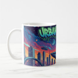 Urban Cosmos Graffiti Spaceship Futuristic Neon コーヒーマグカップ