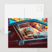 Urban Dino Driving Through Neon City シーズンポストカード (正面/裏面)