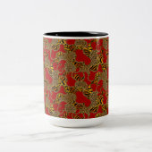 Urban Glam Animal Print With Chains On Red ツートーンマグカップ (中央)