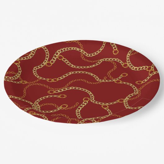 Urban Gold Chains Baroque Pattern ペーパープレート (アングル)