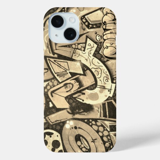Urban Graffiti Art Beige Case-Mate iPhoneケース (裏面)