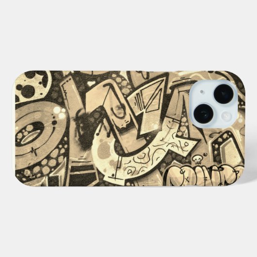 Urban Graffiti Art Beige Case-Mate iPhoneケース (裏面 (横))