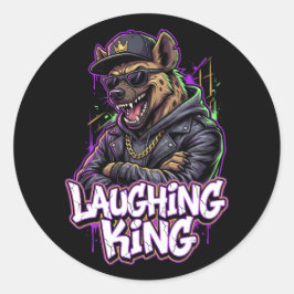 Urban Graffiti Hyena Laughing King Wall Art ラウンドシール