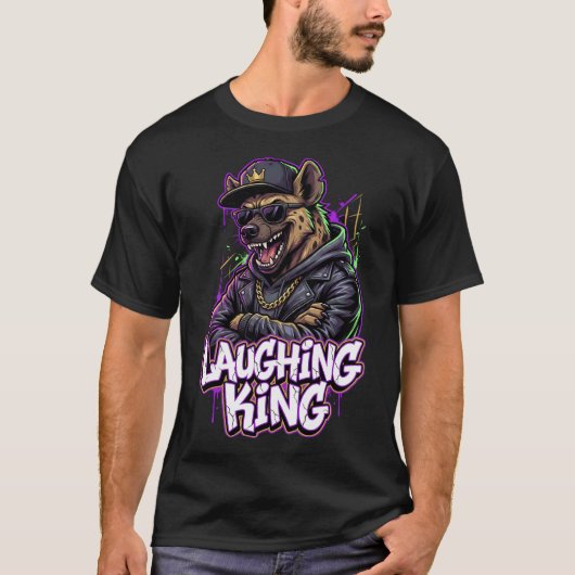 Urban Graffiti Hyena Laughing King Wall Art Tシャツ (正面)