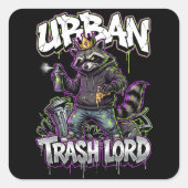 Urban Graffiti Raccoon Trash Lord Wall Art スクエアシール (正面)