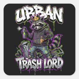 Urban Graffiti Raccoon Trash Lord Wall Art スクエアシール
