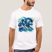 Urban Graffiti Splash – Blue & Teal Street Art  Tシャツ (正面)