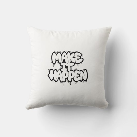 Urban Graffiti Text Art Throw Pillow クッション (裏面)