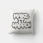 Urban Graffiti Text Art Throw Pillow クッション (正面)