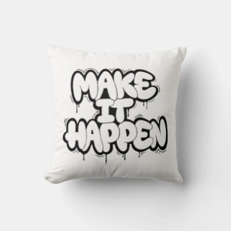 Urban Graffiti Text Art Throw Pillow クッション