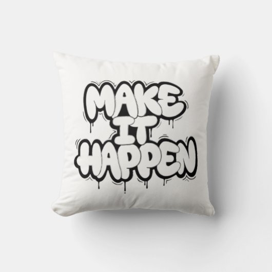 Urban Graffiti Text Art Throw Pillow クッション (正面)