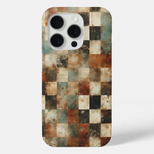 Urban Grunge Checkerboard Phone Case - Artistic  Case-Mate iPhoneケース (裏面)