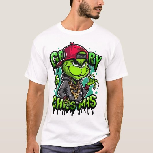Urban Hip Hop Christmas Grump - Mean Green Bling Tシャツ (正面)